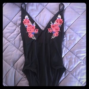 Floral Black Bodysuit
